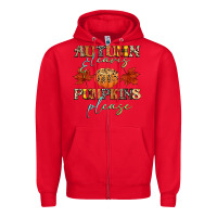 Red autumn leaves and pumpkins please Zipper Hoodie - CowGirlArtShop