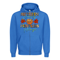 True Royal autumn leaves and pumpkins please Zipper Hoodie - CowGirlArtShop