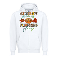 White autumn leaves and pumpkins please Zipper Hoodie - CowGirlArtShop