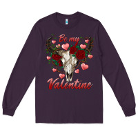 Plum be my valentine bull skull Long Sleeve Tee - RanaPortraitStore