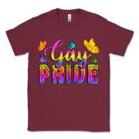 Burgundy Gay Pride With Butterfly Classic Tee - BundleAndBundleShop
