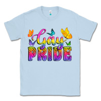 Dusty Blue Gay Pride With Butterfly Classic Tee - BundleAndBundleShop