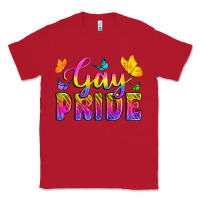 Red Gay Pride With Butterfly Classic Tee - BundleAndBundleShop