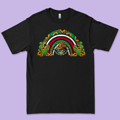 Mexican Flag Cactus And Sunflowers Rainbow Premium Tee Designed By Jasminsmagicworld