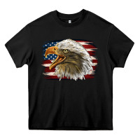 Black American Flag Eagle Heavy Core Tee - LillyAllenDesigns