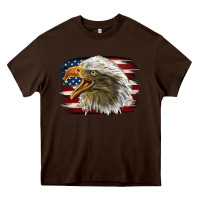 Chocolate Brown American Flag Eagle Heavy Core Tee - LillyAllenDesigns