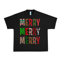 Black Merry Merry Merry Christmas Urban Heavy Tee - BundleAndBundleShop