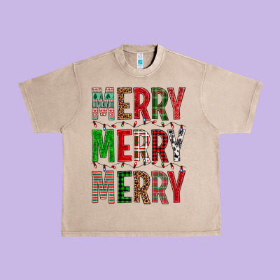 Merry Merry Merry Christmas Urban Heavy Tee Designed By Bundleandbundleshop