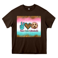 Chocolate Brown peace love labradoodle Heavy Core Tee - Jasminsmagicworld