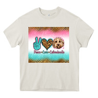 Cream peace love labradoodle Heavy Core Tee - Jasminsmagicworld