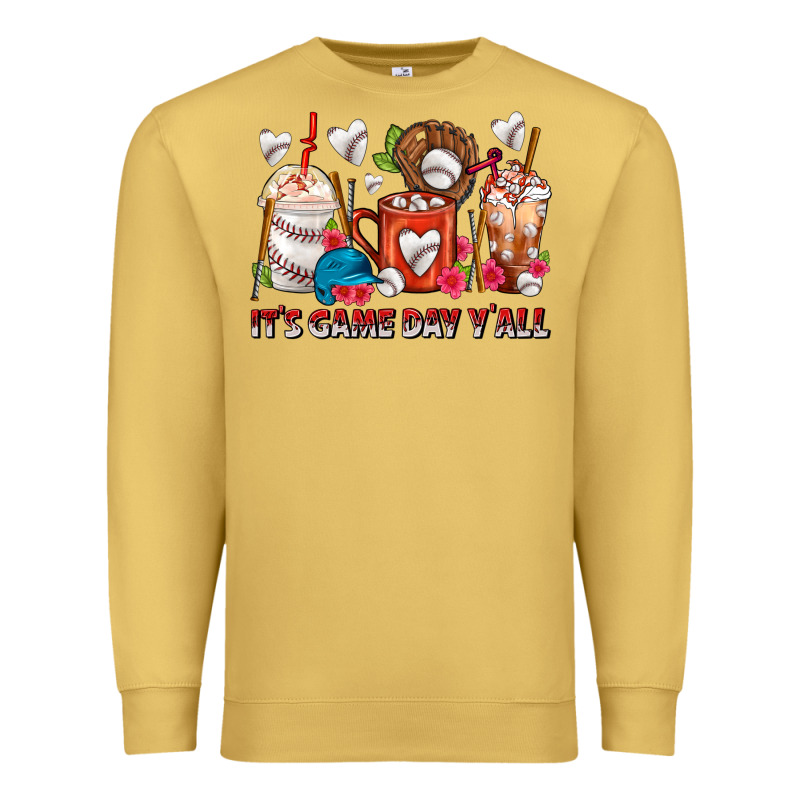 It's Game Day Y'all Baseball Coffee Cups Premium Sweatshirt by FaDigitalArtStudio | Teevron
