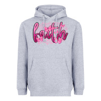 Heather Grey Faith Breast Cancer Heavyweight Hoodie - FaDigitalArtStudio