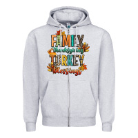 Heather Grey family thanksgiving turkey blessing Zipper Hoodie - CowGirlArtShop