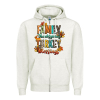 Oatmeal Heather family thanksgiving turkey blessing Zipper Hoodie - CowGirlArtShop