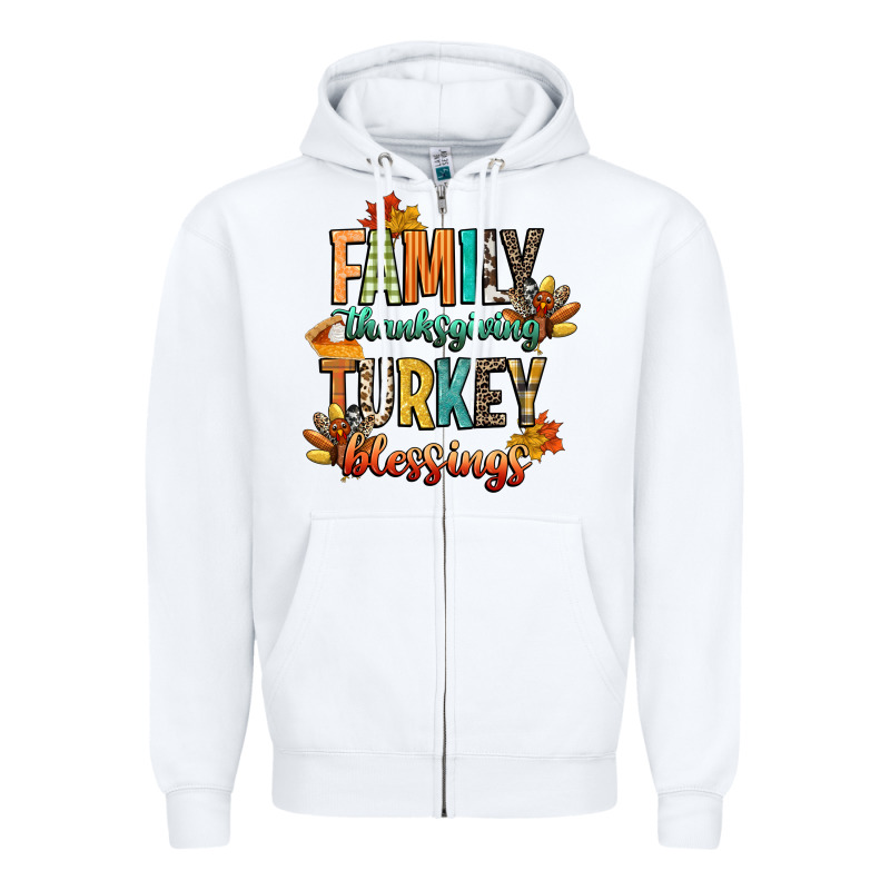Family Thanksgiving Turkey Blessing Zipper Hoodie by CowGirlArtShop | Teevron