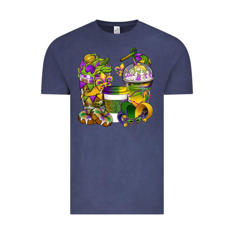 Mardi Gras Coffee Cups Vintage Tee by BundleAndBundleShop | Teevron