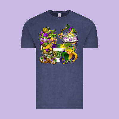 Mardi Gras Coffee Cups Vintage Tee Designed By Bundleandbundleshop