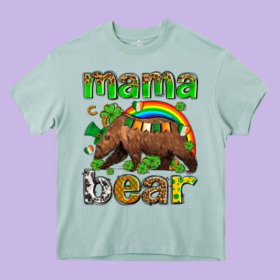 St Patricks Mama  Bear Heavy Core Tee Designed By Adodesignshop