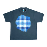 Midnight Navy Winter Tartan Patch Urban Heavy Tee - BundleAndBundleShop
