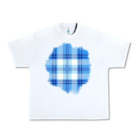 White Winter Tartan Patch Urban Heavy Tee - BundleAndBundleShop
