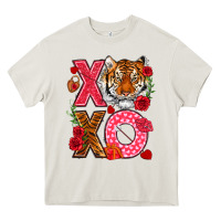 Cream xoxo with tiger Heavy Core Tee - NancyCooperArtShop