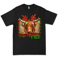 Black merry christmas y'all highland cow Premium Tee - Jasminsmagicworld