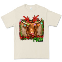 Merry Christmas Y'all Highland Cow Premium Tee | Teevron