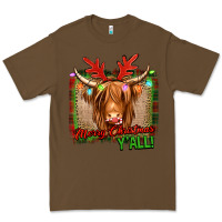 Cacao merry christmas y'all highland cow Premium Tee - Jasminsmagicworld
