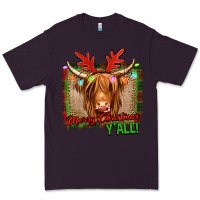 Plum merry christmas y'all highland cow Premium Tee - Jasminsmagicworld