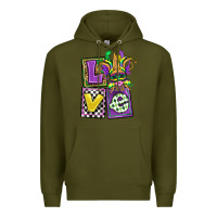 Army Green love mardi gras Premium Hoodie - OliviaCreatesArt
