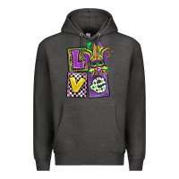 Charcoal Heather love mardi gras Premium Hoodie - OliviaCreatesArt