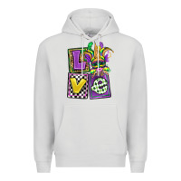 Dove Grey love mardi gras Premium Hoodie - OliviaCreatesArt