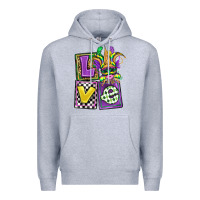Heather Grey love mardi gras Premium Hoodie - OliviaCreatesArt