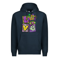 Navy love mardi gras Premium Hoodie - OliviaCreatesArt
