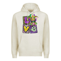 Oatmeal Heather love mardi gras Premium Hoodie - OliviaCreatesArt