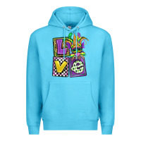 Ocean Blue love mardi gras Premium Hoodie - OliviaCreatesArt