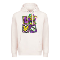 Pale Pink love mardi gras Premium Hoodie - OliviaCreatesArt