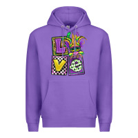 Purple love mardi gras Premium Hoodie - OliviaCreatesArt