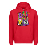 Red love mardi gras Premium Hoodie - OliviaCreatesArt