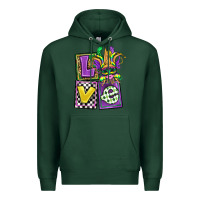 Sports Green love mardi gras Premium Hoodie - OliviaCreatesArt