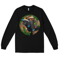 Black Black Angus Bull with Christmas Lights Long Sleeve Tee - RanaPortraitStore