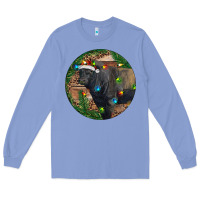 Colony Blue Black Angus Bull with Christmas Lights Long Sleeve Tee - RanaPortraitStore