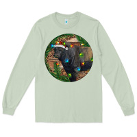 Matcha Black Angus Bull with Christmas Lights Long Sleeve Tee - RanaPortraitStore