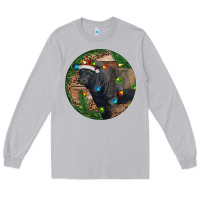 Moon Dust Black Angus Bull with Christmas Lights Long Sleeve Tee - RanaPortraitStore