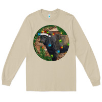 Mushroom Black Angus Bull with Christmas Lights Long Sleeve Tee - RanaPortraitStore