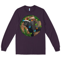 Plum Black Angus Bull with Christmas Lights Long Sleeve Tee - RanaPortraitStore