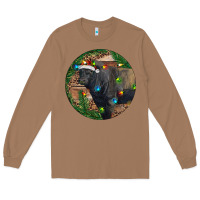 Toasted Coconut Black Angus Bull with Christmas Lights Long Sleeve Tee - RanaPortraitStore