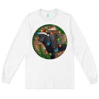 White Black Angus Bull with Christmas Lights Long Sleeve Tee - RanaPortraitStore