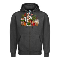 Charcoal Heather western santa cowboy coffe cups christmas Zipper Hoodie - CowGirlArtShop