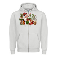 Dove Grey western santa cowboy coffe cups christmas Zipper Hoodie - CowGirlArtShop